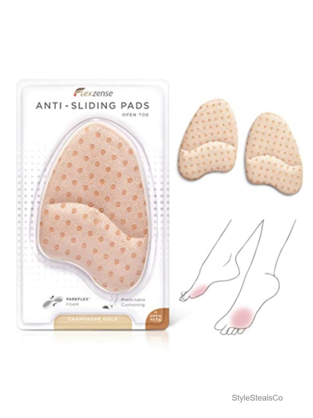 Plant-Based Open Toe Anti-Slip Foot Cushion Pads for Heels